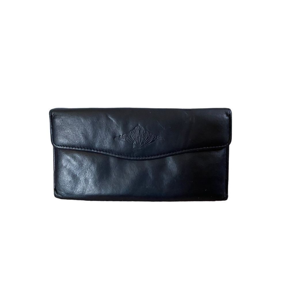 Vintage, Buxton, women’s, genuine, leather twofold, wallet, black, coin, purse